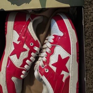 Bape Red and White Sneakers